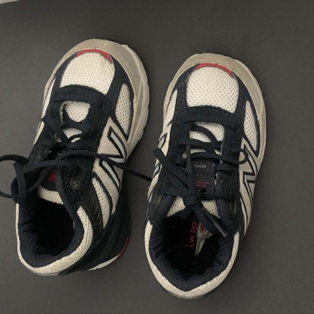 New Balance Kids' Navy Blue and White Sneakers